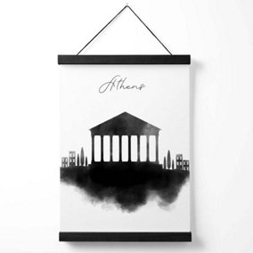 Athens Watercolour Skyline City Medium Poster with Black Hanger