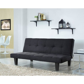 Atlanta Fabric 3 Seater Sofa Bed Faux Suede Fabric, Black