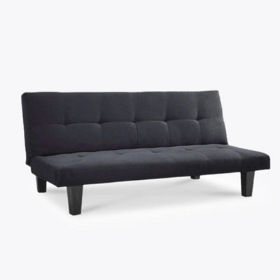 Atlanta Fabric 3 Seater Sofa Bed Faux Suede Fabric, Black