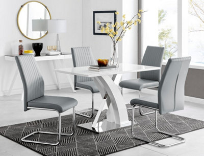 Atlanta White High Gloss and Chrome 4 Seater Dining Table with ...