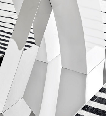 Atlanta White High Gloss and Chrome 6 Seater Dining Table with Statement X Shaped Legs for Modern Stylish Dining Room
