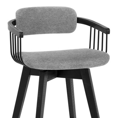 Atlantic Electra 1 Bar Stool Grey Fabric Black Wooden Legs