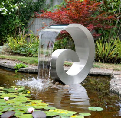 Atlantis Cascading Stainless Steel Water Feature with Lights 65cm