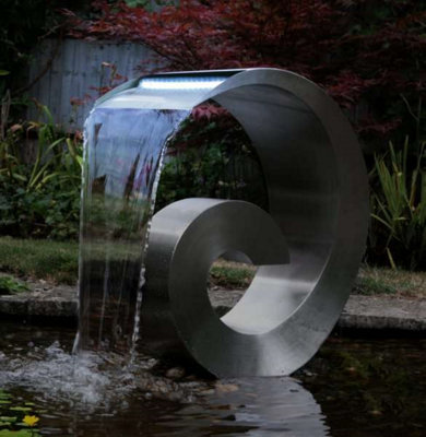 Atlantis Cascading Stainless Steel Water Feature with Lights 65cm