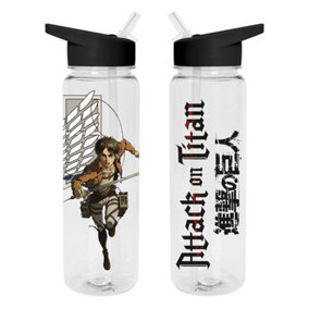 Attack on Titan Eren Yeager Plastic Water Bottle Black/Brown/White (One Size)