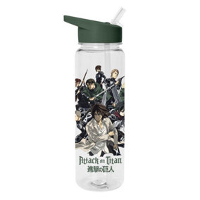 Attack on Titan Strike Team Plastic Water Bottle Green/Transparent (One Size)