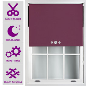 Aubergine Roller Blind with Triple Round Eyelet Design and Metal Fittings - Made to Measure Blackout Blinds, (W)120cm x (L)165cm