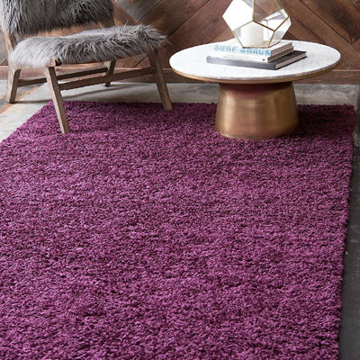 Aubergine Thick Shaggy Rug - California - 200x290cm (6'8"x9'7")