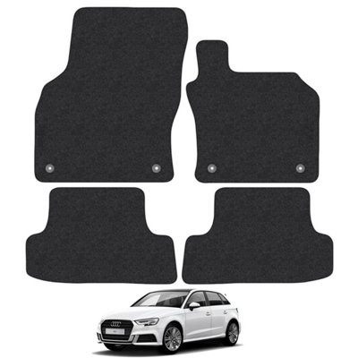 Audi A3 2012-2020 Car Floor Mats Carpet Tailored Fit 4pcs Set Anti-Slip Black