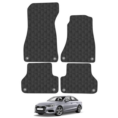 Audi A4 2016-Onwards Car Floor Mats Rubber Tailored Fit Heavy-Duty 4pc Set Black