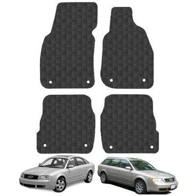 Audi A6 1997-2004 Car Floor Mats Rubber Tailored Fit Heavy-Duty 4pcs Set Black