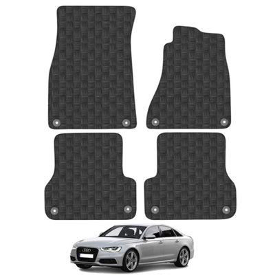 Audi A6 2011-2018 Car Floor Mats Rubber Tailored Fit Heavy-Duty 4pcs Set Black