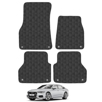 Audi A6 2018-Onwards Car Floor Mats Rubber Tailored Fit 4pc Set Heavy-Duty Black