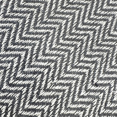 Audley Chevron Herringbone Throw Blanket - Charcoal Grey, 125 x 150cm