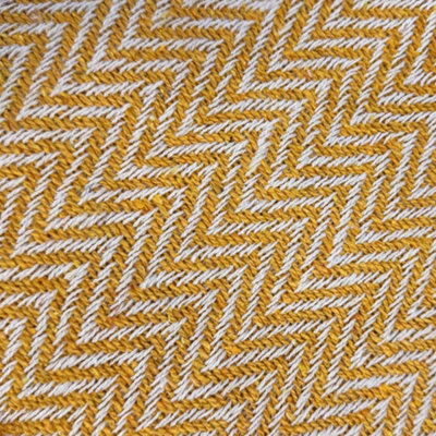 Audley Chevron Herringbone Throw Blanket - Mustard, 125 x 150cm