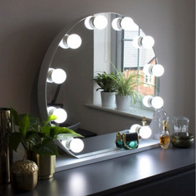 Audrey Round Hollywood Vanity Mirror with LED Lights