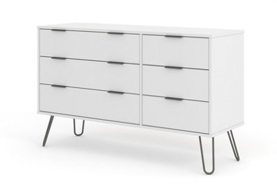 Augusta White 3+3 drawer wide chest of drawers