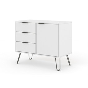 Augusta White Small Sideboard with 1 door, 3 drawers