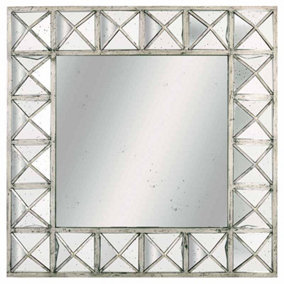 Augustus Detailed Triangulated Wall Mirror - Glass/Wood - L10 x W110 x H110 cm - Bronze