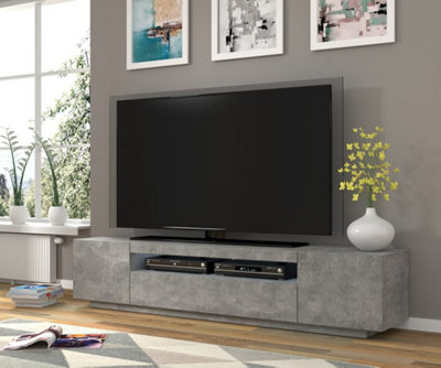 Aura Contemporary TV Cabinet 3 Doors with LED Lighting Concrete Grey (W)2000mm (H)420mm (D)370mm