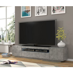 Aura Contemporary TV Cabinet 3 Doors with LED Lighting Concrete Grey (W)2000mm (H)420mm (D)370mm