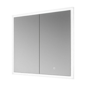Aura Recessed LED Illuminated Double Mirrored Wall Cabinet (H)700mm (W)800mm