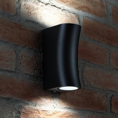 Auraglow 14W Outdoor Curved Up & Down Wall Light ASTON - Black - Cool ...