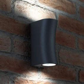 AURAGLOW 14W OUTDOOR DOUBLE UP & DOWN WALL LIGHT - Aston - Grey - Cool White