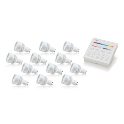 Auraglow 2.4GHz Remote Control RGB GU10 LED Light Bulb - 50W EQV - 12 ...