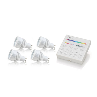 Auraglow 2.4GHz Remote Control RGB GU10 LED Light Bulb - 50W EQV - 4 ...