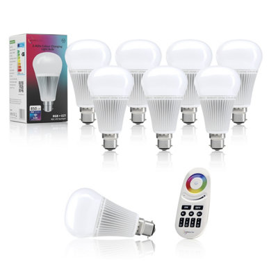 Auraglow 2.4Ghz RGB CCT Smart B22 LED Light Bulb - 70w EQV with 4 Zone ...