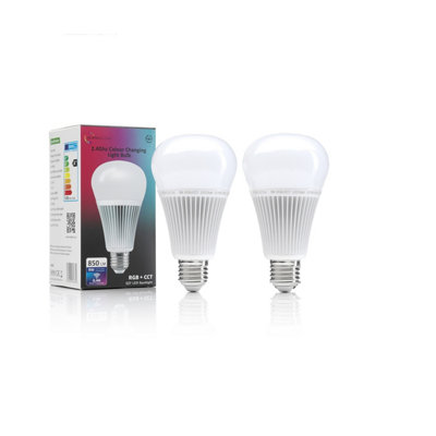 Auraglow 2.4Ghz RGB CCT Smart E27 LED Light Bulb - 70w EQV - 2 PACK