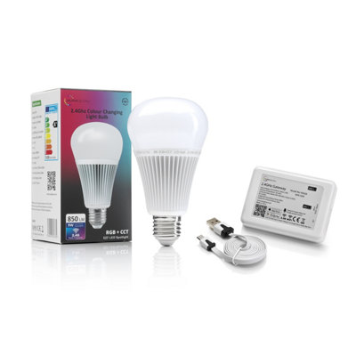 Auraglow 2.4Ghz RGB CCT Smart E27 LED Light Bulb - 70w EQV with Gateway - 1 PACK