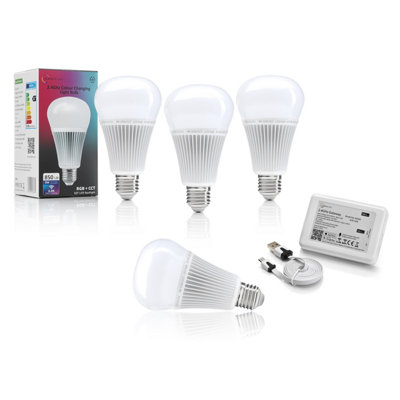 Auraglow 2.4Ghz RGB CCT Smart E27 LED Light Bulb - 70w EQV with Gateway - 4 PACK