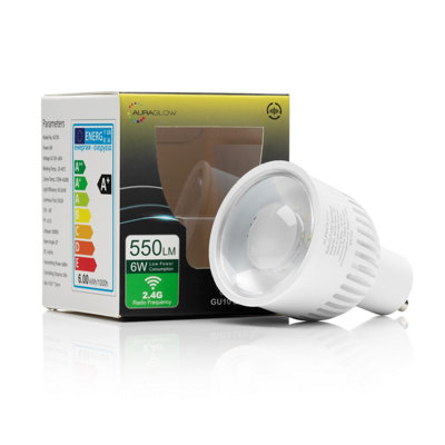 Auraglow 2.4Ghz RGB CCT Smart GU10 LED Light Bulb - 70w EQV