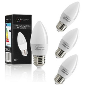 AURAGLOW 5w LED E27 Candle Light Bulb, Cool White - 40w EQV - 4 Pack