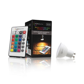 AURAGLOW 5w Remote Control Colour Changing LED Light Bulb - GU10