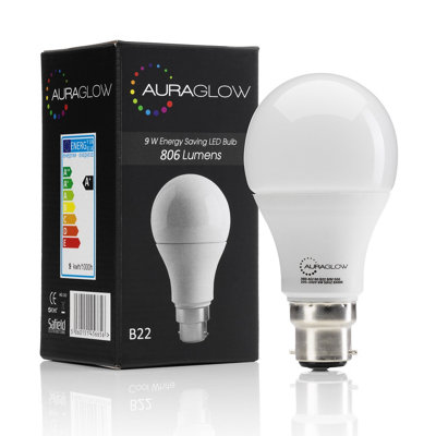 AURAGLOW 9w LED B22 Warm White - 60w EQV