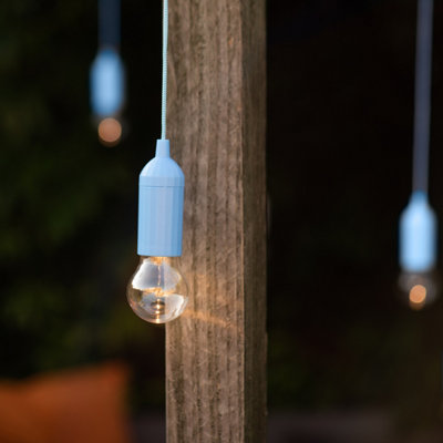 Auraglow Battery Operated LED Pull Cord Lights - 6 Pack-Blue