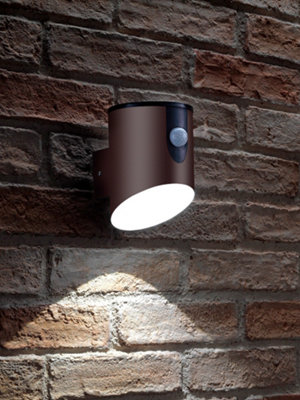 Auraglow Battery Powered PIR Motion Sensor Wall Light - HIXON - Brown
