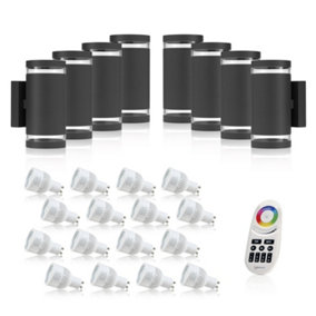 Auraglow Double Up & Down Wide Pillar Wall Light - ASTRA - Colour Changing with 4 Zone Remote - 8 Pack