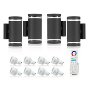Auraglow Double Up & Down Wide Pillar Wall Light - ASTRA - Colour Changing with 8 Zone Remote - 4 Pack