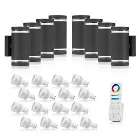 Auraglow Double Up & Down Wide Pillar Wall Light - ASTRA - Colour Changing with 8 Zone Remote - 8 Pack