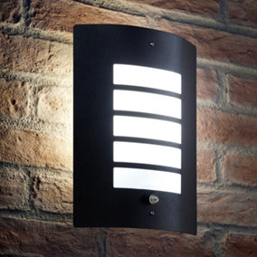 Auraglow Dusk Till Dawn Daylight Sensor Outdoor Wall Light - Black - Cool White (6500k)