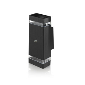Auraglow Dusk Till Dawn Sensor Double Up & Down Wall Light - THRUXTON - Fitting Only - Black