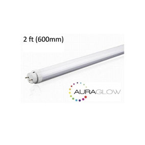 Auraglow Energy Saving 9w 2ft 600mm Cool White, 6500k, 900lm, T8 Fluorescent LED Tube Light, 18w EQV - 4 PACK