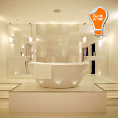 Auraglow FIRE RATED IP65 BATHROOM DOWNLIGHT FITTING WITH 7W GU10 BULB INCLUDED-Warm White-Chrome