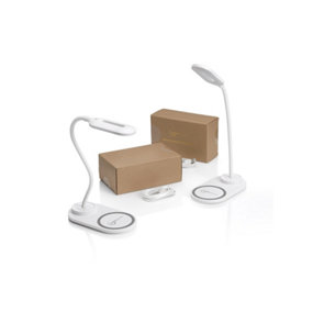 Auraglow Flexible Lamp with 10W Qi Wireless Fast Charger -White-2 Pack