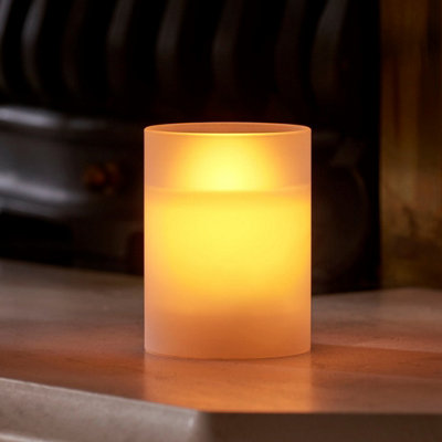 Auraglow Frosted Glass LED Flameless Flickering Candle | DIY at B&Q