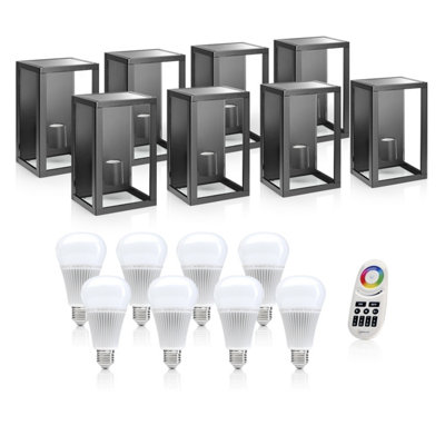 Auraglow Glass Box Wall Light - Colour Changing-8 Pack